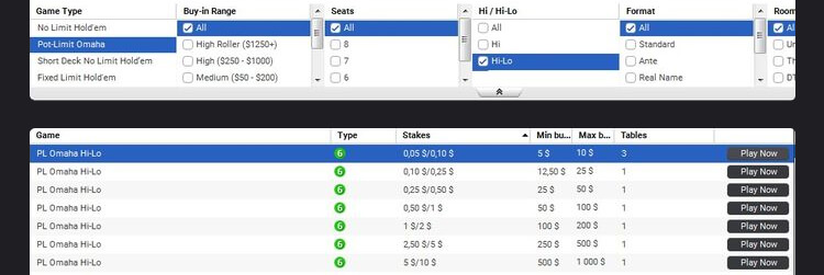 Столы Partypoker