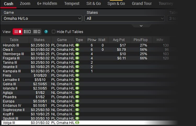 Omaha Hi-Lo PokerStars